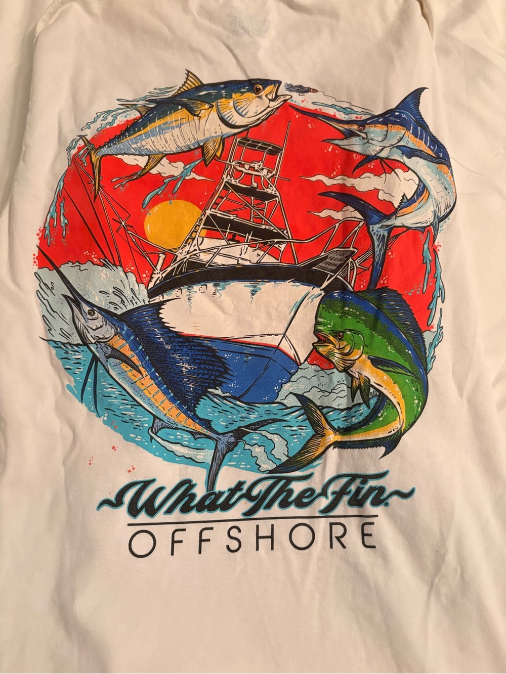 What The Fin Offshore Men's Long Sleeve Graphic Tee - White